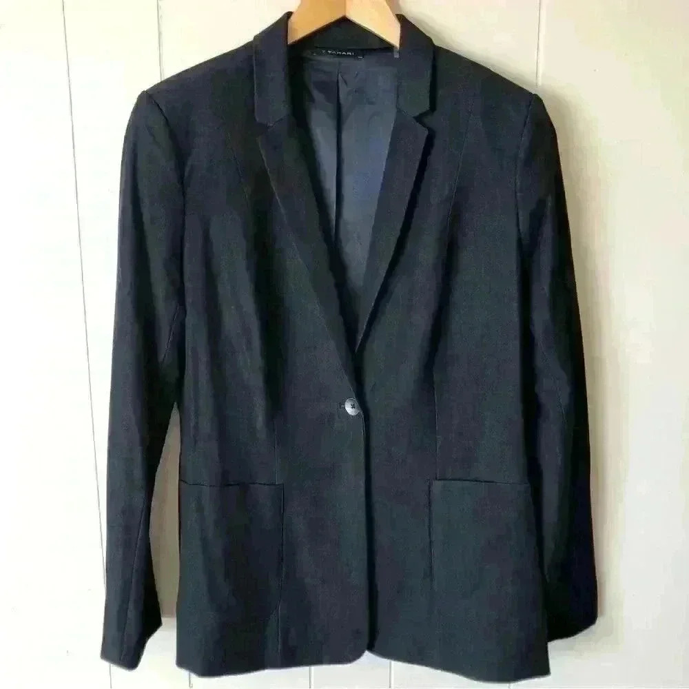 Tahari Navy Blue Polyester Blazer Size 6